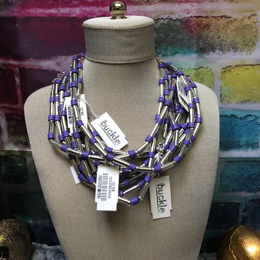 New 10 necklace bundle Silver and purple necklaces Buckle brand